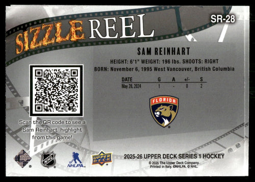 2025 Upper Deck Series 1 #SR-27 David Pastrnak Sizzle Real